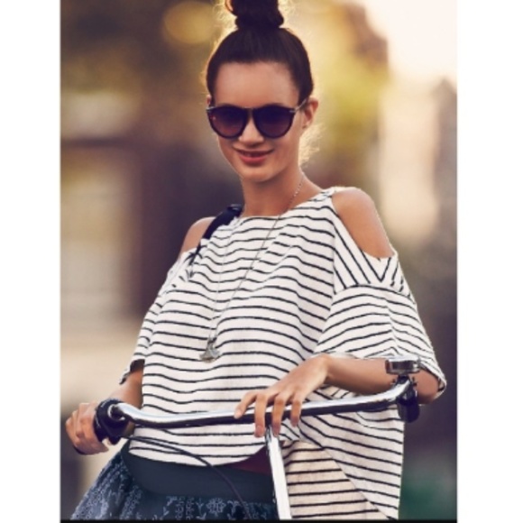 Free People We The Free Striped Cold Shoulder Top - Picture 4 of 5